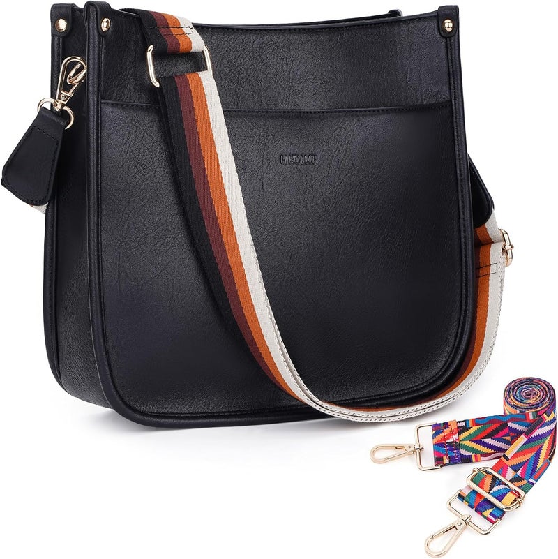 HKCLUF Crossbody Bags for Women Trendy Vegan Leather Hobo Handbags With 2PCS Adjustable Guitar Strap Shoulder Bucket Bags - Image 1